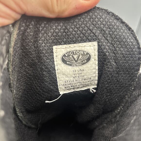 Victory Double Zipper PM416 Motorcycle Boots Size 12 Black Leather - Picture 8 of 8